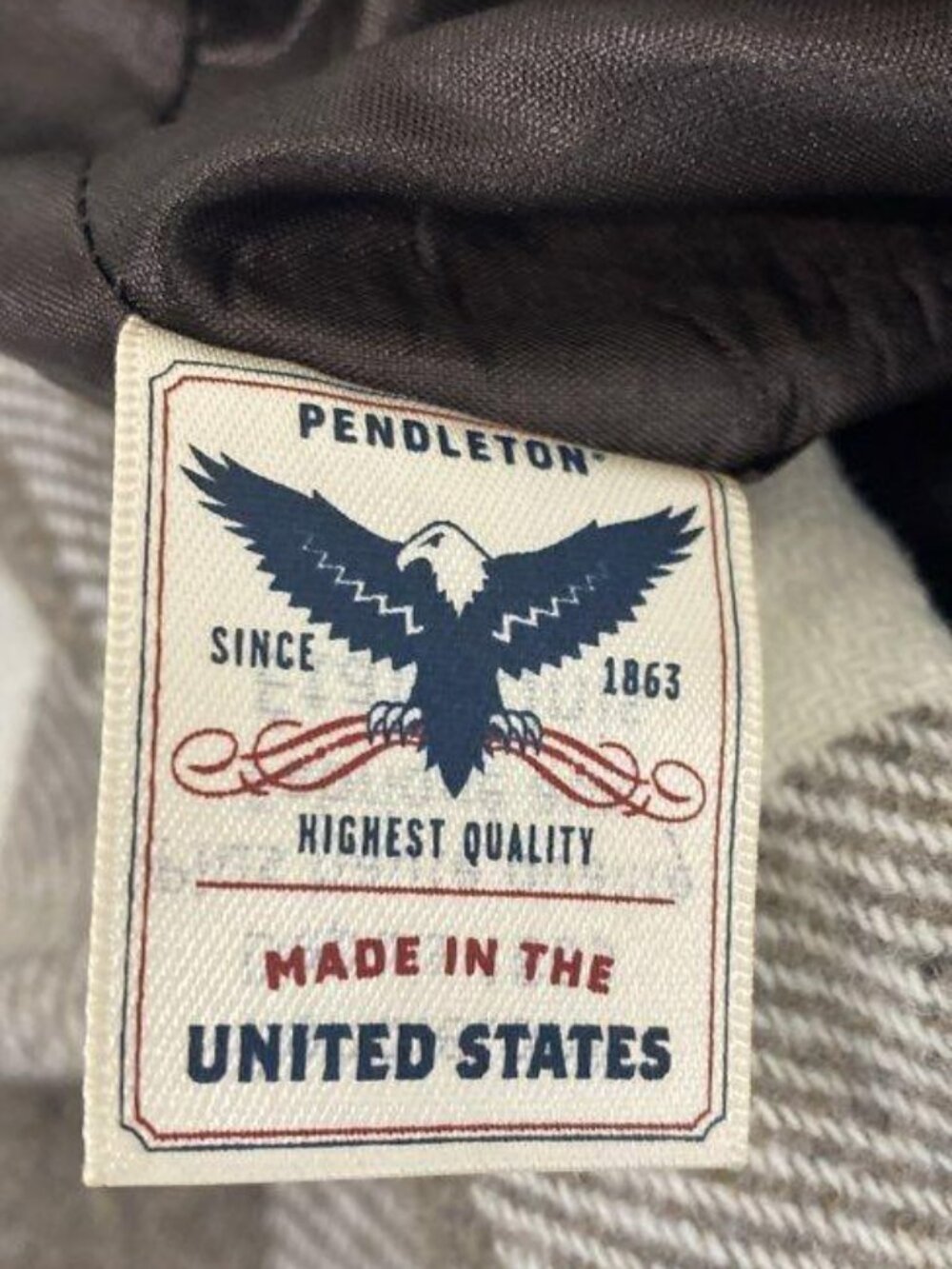 Pendleton Beige/Brown Patchwork Wool Skirt Faux Wrap Toggle Detail USA Made Sz 8 - Picture 5 of 6